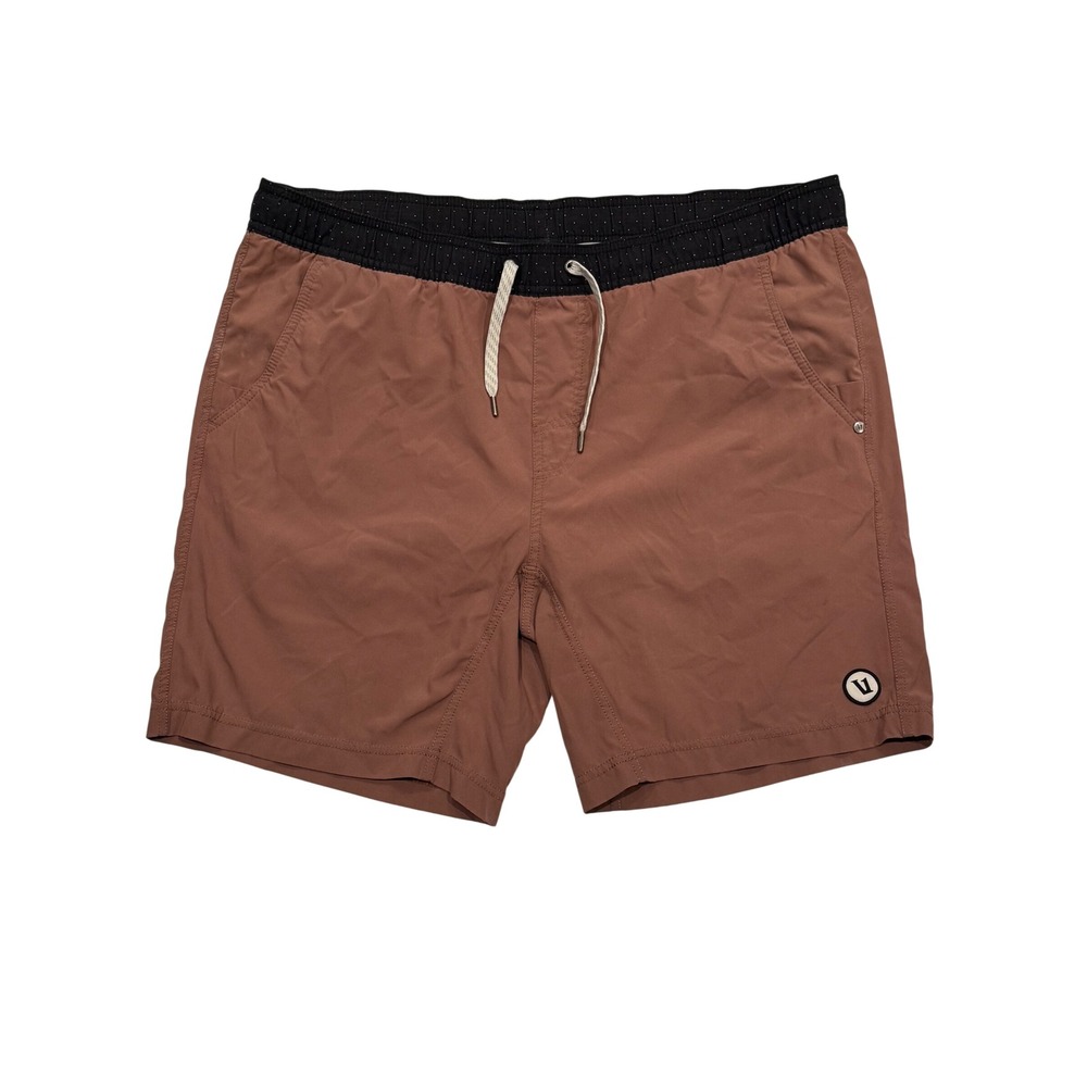 Vuori Men's Hybrid Shorts in Rust with Black Waistband